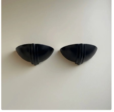Pair of matte black ceramic wall lights